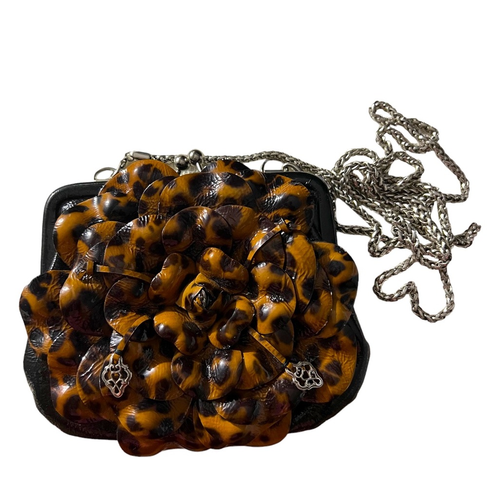 Brighton Rosalie 3D flower coin crossbody purse with chain.